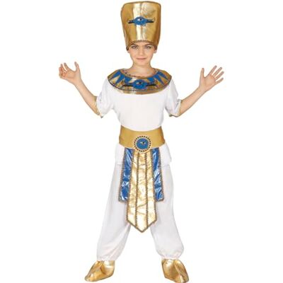 FIESTAS GUIRCA Farao-kostuum voor kinderen, jongens, wit/goud, 7-9 jaar 5-delige set, gouden en blauwe details, licht polyester, carnaval, Halloween, themafeesten FIESTAS GUIRCA Farao-kostuum voor kinderen, jongens, wit/goud, 7-9 jaar 5-delige set, gouden en blauwe details, licht polyester, carnaval, Halloween, themafeesten