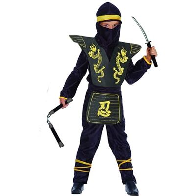 Ciao Black Ninja-kostuum voor kinderen (maat 10-12 jaar), kostuum, jongens, 18160.10-12, zwart, 9-11 jaar Ciao Black Ninja-kostuum voor kinderen (maat 10-12 jaar), kostuum, jongens, 18160.10-12, zwart, 9-11 jaar