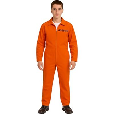 FIESTAS GUIRCA Gevangenenkostuum voor volwassenen (44-46/XL) Gevangenenkostuum voor dieffeest, Halloween en carnaval Ideaal voor mannen Oranje FIESTAS GUIRCA Gevangenenkostuum voor volwassenen (44-46/XL) Gevangenenkostuum voor dieffeest, Halloween en carnaval Ideaal voor mannen Oranje