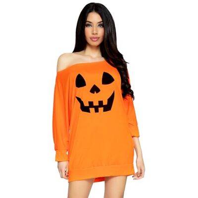 Leg Avenue 86655 dames jerseyjurk schoudervrij tuniek jurk S/M, oranje Leg Avenue 86655 dames jerseyjurk schoudervrij tuniek jurk S/M, oranje