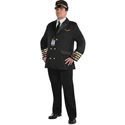 amscan 846923-55 volwassenenkostuum zwart met pilotenhoed en trekkoord maat XL-1 PC meerkleurig XL amscan 846923-55 volwassenenkostuum zwart met pilotenhoed en trekkoord maat XL-1 PC meerkleurig XL