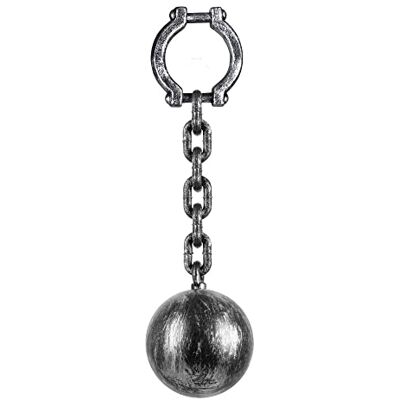 Boland 00613 bal met ketting, enkelboeien, 53 cm, grijs, voor Halloween, kerker, themafeest, gevangenen, carnaval Boland 00613 bal met ketting, enkelboeien, 53 cm, grijs, voor Halloween, kerker, themafeest, gevangenen, carnaval