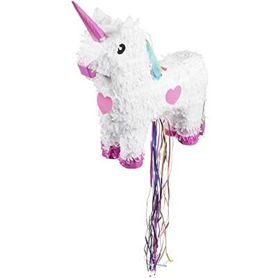 Boland 30932 Pinata eenhoorn, afmetingen 47 x 39 cm, wit-roze, karton, piñata om te kloppen, verjaardag, themafeest, kinderverjaardag, decoratie, snoep, geschenken Boland 30932 Pinata eenhoorn, afmetingen 47 x 39 cm, wit-roze, karton, piñata om te kloppen, verjaardag, themafeest, kinderverjaardag, decoratie, snoep, geschenken