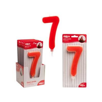 dekora Enorme kaars, nummer 7, was, oranje, 15 cm dekora Enorme kaars, nummer 7, was, oranje, 15 cm