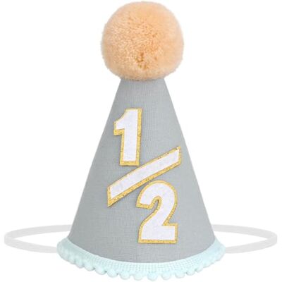 DRESHOW Hoed voor 1/2 baby, verjaardag, hoed, halve verjaardag, baby, 6 maanden, cake, smash, fotorekwisieten, hoofddeksel, decoratie voor meisjes en jongens, 1 verpakking 1/2 verjaardagshoed: grijs Eén maat DRESHOW Hoed voor 1/2 baby, verjaardag, hoed, halve verjaardag, baby, 6 maanden, cake, smash, fotorekwisieten, hoofddeksel, decoratie voor meisjes en jongens, 1 verpakking 1/2 verjaardagshoed: grijs Eén maat