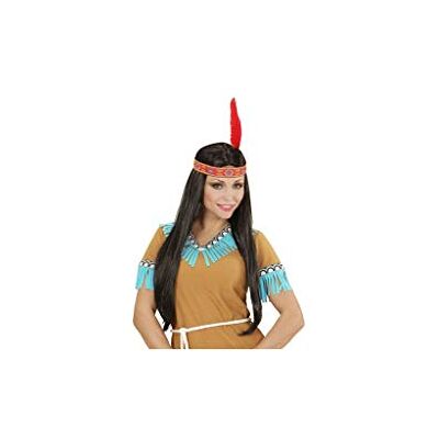 W WIDMANN MILANO Party Fashion Widmann Indianenpruik met hoofdband en veer, zwart, wilde vesten, themafeest, carnaval W WIDMANN MILANO Party Fashion Widmann Indianenpruik met hoofdband en veer, zwart, wilde vesten, themafeest, carnaval