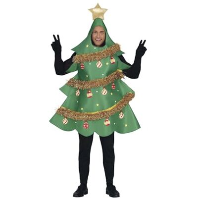 GUIRMA Kerstboomkostuum voor volwassenen (52-54/L) Capuchon en tuniek Kerst- en nieuwjaarskostuums voor maskerfeesten en feesten Uniseks Groen en Goud GUIRMA Kerstboomkostuum voor volwassenen (52-54/L) Capuchon en tuniek Kerst- en nieuwjaarskostuums voor maskerfeesten en feesten Uniseks Groen en Goud