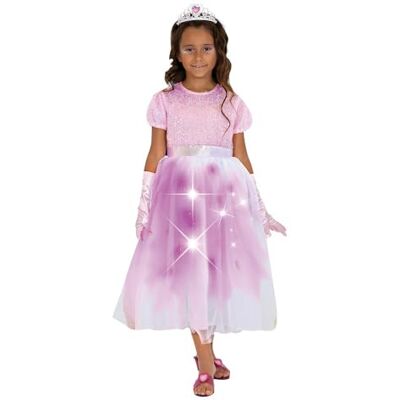 RUBIE'S Roze lichtgevende prinsessenkostuum met satijnen handschoenen en zilveren tiara, maat 7-8 jaar, belichaamt de prinses van je dromen RUBIE'S Roze lichtgevende prinsessenkostuum met satijnen handschoenen en zilveren tiara, maat 7-8 jaar, belichaamt de prinses van je dromen