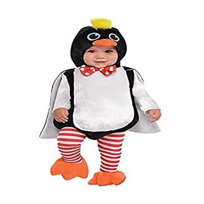 amscan Pinguïn kostuum met afneembare capuchon, 6-12 maanden, 1 stuk, wit, zwart, 9902072 amscan Pinguïn kostuum met afneembare capuchon, 6-12 maanden, 1 stuk, wit, zwart, 9902072