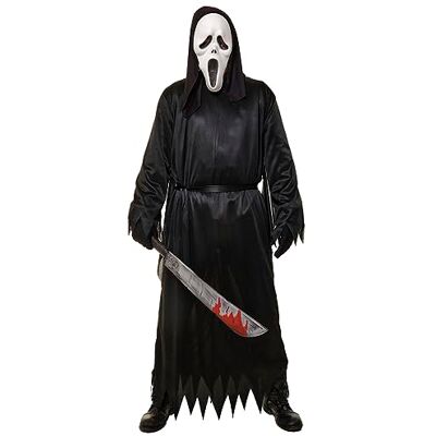 RUBIE'S Rubies griezelig spookkostuum voor volwassenen, tuniek met masker en handschoenen, officiële robijn voor Halloween, carnaval, Kerstmis en verjaardagen RUBIE'S Rubies griezelig spookkostuum voor volwassenen, tuniek met masker en handschoenen, officiële robijn voor Halloween, carnaval, Kerstmis en verjaardagen