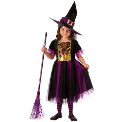 RUBIE'S Rubies Halloween Déguisement de sorcière pour fille Doré et violet RUBIE'S Rubies Halloween Déguisement de sorcière pour fille Doré et violet