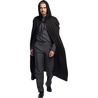 Boland Cape met capuchon, 180 cm, 100% polyester, uniseks, heks, middeleeuws, ruiter, vampier, Halloween, kostuum, carnaval, themafeest Boland Cape met capuchon, 180 cm, 100% polyester, uniseks, heks, middeleeuws, ruiter, vampier, Halloween, kostuum, carnaval, themafeest