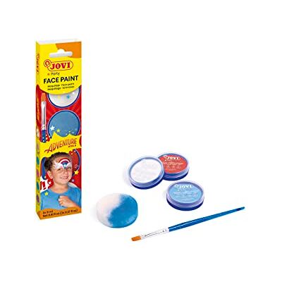 Jovi Adventure Pennenetui met 3 glazen à 8 ml, crèmekleurig, wit, rood en lichtblauw, met make-upspons en plat penseel (174AD) Jovi Adventure Pennenetui met 3 glazen à 8 ml, crèmekleurig, wit, rood en lichtblauw, met make-upspons en plat penseel (174AD)