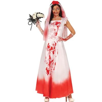 FIESTAS GUIRCA Moordenaar bruidskostuum voor dames, bloedige trouwjurk en sluier, Halloween-kostuums voor dames FIESTAS GUIRCA Moordenaar bruidskostuum voor dames, bloedige trouwjurk en sluier, Halloween-kostuums voor dames