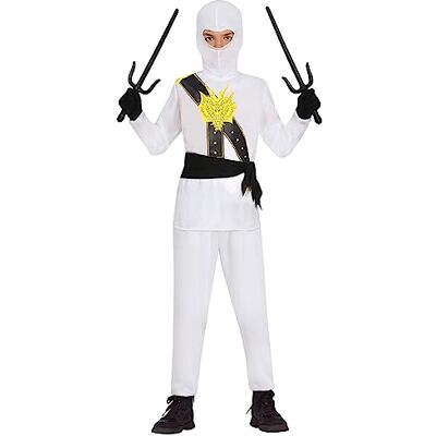 FIESTAS GUIRCA Witte ninja-krijgerskostuum voor kinderen, karatekostuum voor kinderen, 10-12 jaar FIESTAS GUIRCA Witte ninja-krijgerskostuum voor kinderen, karatekostuum voor kinderen, 10-12 jaar