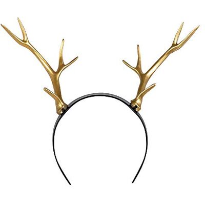 Boland 50025 hertengewei haarband voor volwassenen, zwart en goud, voor volwassenen, kunststof, rendier, hert, carnaval, Halloween, themafeest Boland 50025 hertengewei haarband voor volwassenen, zwart en goud, voor volwassenen, kunststof, rendier, hert, carnaval, Halloween, themafeest