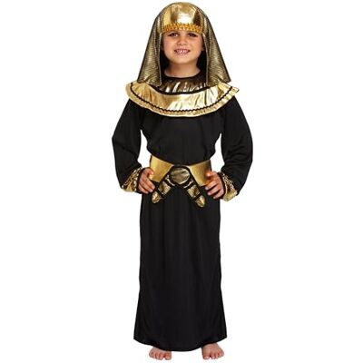 HENBRANDT Egyptisch faraokostuum voor kinderen, zwart, antieke geschiedenis, kostuum voor jongens, World Book Day kostuum, maat L 10-12 jaar HENBRANDT Egyptisch faraokostuum voor kinderen, zwart, antieke geschiedenis, kostuum voor jongens, World Book Day kostuum, maat L 10-12 jaar