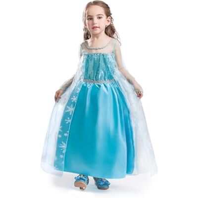 Elsa ® Meisjes Jurk Snow Queen Princess Dress Halloween Kostuum Jurken FR206, Blauw, 4-5 jaar Elsa ® Meisjes Jurk Snow Queen Princess Dress Halloween Kostuum Jurken FR206, Blauw, 4-5 jaar