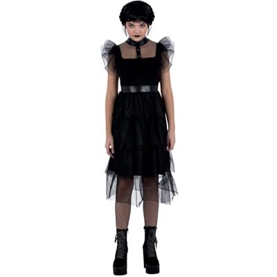 Smiffys Gothic balkostuum voor kinderen, met ruches, mesh, Halloween, kostuum, gothic, schoolmeisje, kostuum Smiffys Gothic balkostuum voor kinderen, met ruches, mesh, Halloween, kostuum, gothic, schoolmeisje, kostuum