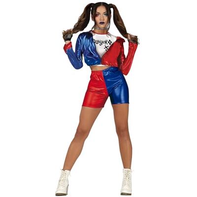 FIESTAS GUIRCA Dangerous Glam Costume pour adulte – T-Shirt, veste et pantalon – Costumes de super-héros et de méchants, Mr Smile pour Halloween et fêtes costumées – Femme – Rouge et bleu FIESTAS GUIRCA Dangerous Glam Costume pour adulte – T-Shirt, veste et pantalon – Costumes de super-héros et de méchants, Mr Smile pour Halloween et fêtes costumées – Femme – Rouge et bleu
