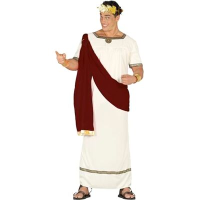 FIESTAS GUIRCA Augustus kostuum voor volwassenen (48-50/M) cape en tuniek voor heren, Romeinse en Griekse keizerkostuum en thema-evenementen, bordeauxrood en beige FIESTAS GUIRCA Augustus kostuum voor volwassenen (48-50/M) cape en tuniek voor heren, Romeinse en Griekse keizerkostuum en thema-evenementen, bordeauxrood en beige