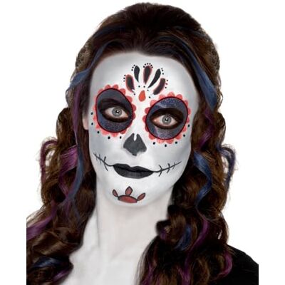 Smiffys Day of the Dead make-upset, met make-up voor het gezicht, tatoeages voor het gezicht, zelfklevende edelstenen, applicators inbegrepen Smiffys Day of the Dead make-upset, met make-up voor het gezicht, tatoeages voor het gezicht, zelfklevende edelstenen, applicators inbegrepen