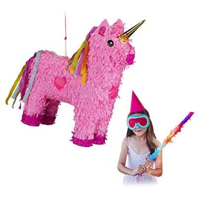 Relaxdays , Roze Pinata 10024662 Eenhoorn om op te hangen, voor kinderen, verjaardag, speldecoratie, h x b x d: 47 x 43 x 13 cm Relaxdays , Roze Pinata 10024662 Eenhoorn om op te hangen, voor kinderen, verjaardag, speldecoratie, h x b x d: 47 x 43 x 13 cm
