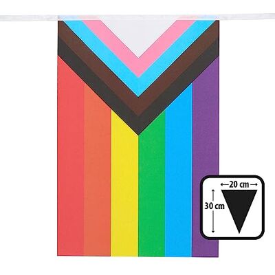 Boland 44660 Progress Regenboog vlaggetjesslinger, 6 m lang, Pride, LGBTQ, feestdecoratie voor CSD, carnaval en themafeest Boland 44660 Progress Regenboog vlaggetjesslinger, 6 m lang, Pride, LGBTQ, feestdecoratie voor CSD, carnaval en themafeest