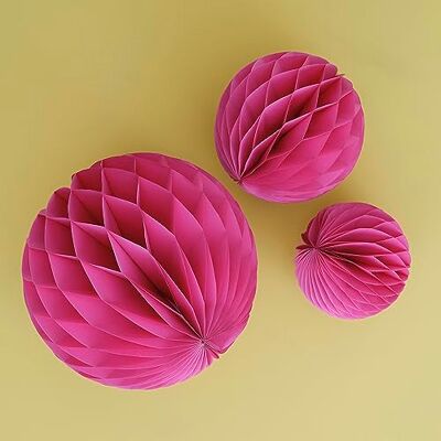 Ginger Ray 3 stuks feestdecoraties van honingraatpapier, fuchsia Ginger Ray 3 stuks feestdecoraties van honingraatpapier, fuchsia