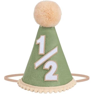 DRESHOW Hoed voor 1/2 baby, verjaardag, hoed, halve verjaardag, baby, 6 maanden, cake, smash, fotorekwisieten, hoofddeksel, decoratie voor meisjes en jongens Eén maat DRESHOW Hoed voor 1/2 baby, verjaardag, hoed, halve verjaardag, baby, 6 maanden, cake, smash, fotorekwisieten, hoofddeksel, decoratie voor meisjes en jongens Eén maat