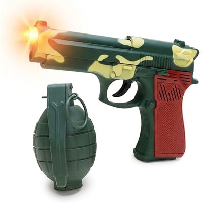 Toyland ® Army Style Hand Granaatappel & Pistol met Licht & Geluid Speelgoed Weapon Set Rolspel Fancy Dress Toyland ® Army Style Hand Granaatappel & Pistol met Licht & Geluid Speelgoed Weapon Set Rolspel Fancy Dress