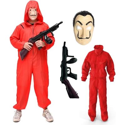 TK Gruppe Timo Klingler Set van 3 kostuums geldhuis 3-in-1, uniseks, volwassenen, uniseks, met Dali Salvador masker, geweer, kostuum voor carnaval en Halloween (maat M/160-180 cm) TK Gruppe Timo Klingler Set van 3 kostuums geldhuis 3-in-1, uniseks, volwassenen, uniseks, met Dali Salvador masker, geweer, kostuum voor carnaval en Halloween (maat M/160-180 cm)