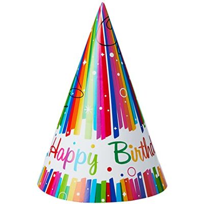 Unique Party 49571 8 stuks regenboog-partyhoeden Unique Party 49571 8 stuks regenboog-partyhoeden