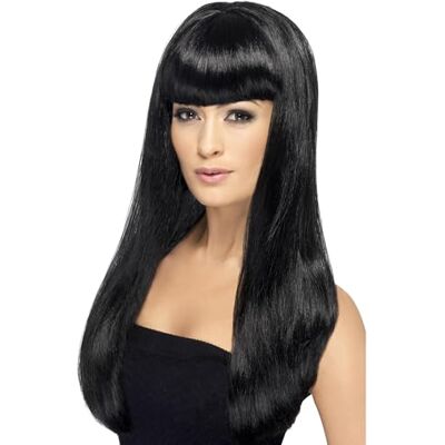 Smiffys Heerlijke Bimbo pruik, zwart, lang haar, glad haar met pony Smiffys Heerlijke Bimbo pruik, zwart, lang haar, glad haar met pony