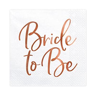 PartyDeco Bride to Be 20 stuks papieren servetten voor dames, 33 x 33 cm, 1/4-3 lagen gevouwen, JGA wit en roségoud, 33 x 33 cm PartyDeco Bride to Be 20 stuks papieren servetten voor dames, 33 x 33 cm, 1/4-3 lagen gevouwen, JGA wit en roségoud, 33 x 33 cm