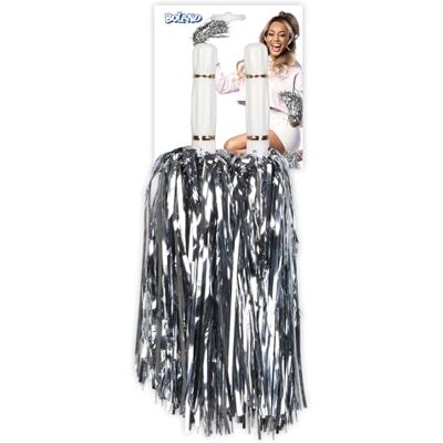Boland Metalen pompons, 2 stuks, kostuumaccessoires, cheerleader, fan, accessoires voor themafeest, carnaval en JGA Boland Metalen pompons, 2 stuks, kostuumaccessoires, cheerleader, fan, accessoires voor themafeest, carnaval en JGA