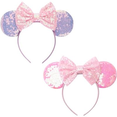 DRESHOW Muizenoren boog hoofdbanden pailletten party decoratie cosplay kostuum voor vrouwen DRESHOW Muizenoren boog hoofdbanden pailletten party decoratie cosplay kostuum voor vrouwen