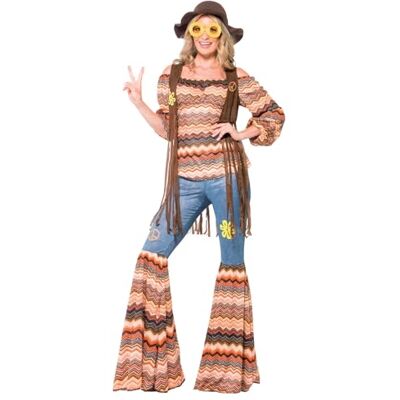 Smiffys Hippiekostuum, harmonie, met bovendeel, broek met olifanten en vest Smiffys Hippiekostuum, harmonie, met bovendeel, broek met olifanten en vest