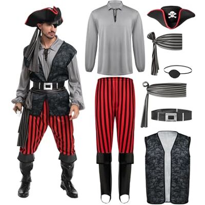 Spooktacular Creations Piratenkostuum voor mannen, volwassenen, voor Halloween, kostuumfeest, toren of traktatie, cosplay-feest Spooktacular Creations Piratenkostuum voor mannen, volwassenen, voor Halloween, kostuumfeest, toren of traktatie, cosplay-feest