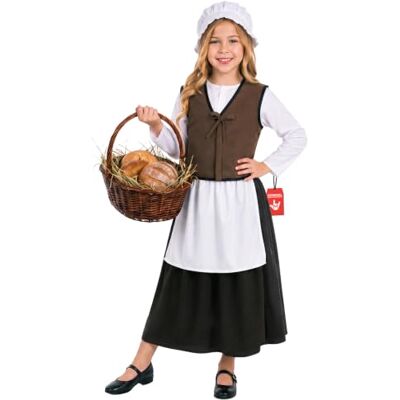 Fun Shack Kostuum voor dames voor kinderen, boerenkostuum voor kinderen, boerenkostuum voor kinderen, middeleeuwse jurk voor kinderen, Provencaal kinderkostuum, carnaval, maat M, L, XL Fun Shack Kostuum voor dames voor kinderen, boerenkostuum voor kinderen, boerenkostuum voor kinderen, middeleeuwse jurk voor kinderen, Provencaal kinderkostuum, carnaval, maat M, L, XL