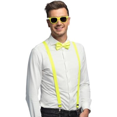 Boland 3-delige kostuumset, accessoires met bandjes, bril en vlinderdas, voor festival, JGA, carnaval en themafeest Boland 3-delige kostuumset, accessoires met bandjes, bril en vlinderdas, voor festival, JGA, carnaval en themafeest