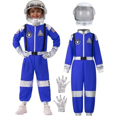 Spooktacular Creations Halloween astronautenkostuum voor kinderen, uniseks, blauwe astronautenoutfit met helm, pilotenpak voor peuters, Halloween, kostuum Spooktacular Creations Halloween astronautenkostuum voor kinderen, uniseks, blauwe astronautenoutfit met helm, pilotenpak voor peuters, Halloween, kostuum
