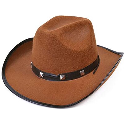 Bristol Novelty BH367B Cowboyhoed met vilten klinknagels, uniseks, volwassenen, bruin, Eén maat Bristol Novelty BH367B Cowboyhoed met vilten klinknagels, uniseks, volwassenen, bruin, Eén maat
