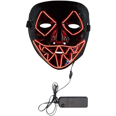 Boland 72256 LED masker killer smile rood op batterijen 2 x AA licht LED gezichtsmasker accessoires Halloween carnaval themafeest Boland 72256 LED masker killer smile rood op batterijen 2 x AA licht LED gezichtsmasker accessoires Halloween carnaval themafeest