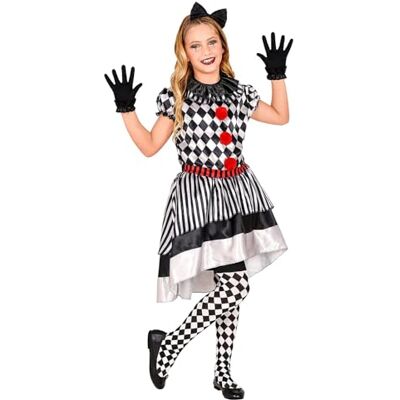 W WIDMANN MILANO Party Fashion Widmann Retro clownkostuum voor kinderen met clownkraag, strik, handschoenen voor meisjes, geruit, strepen, kostuum, themafeest, carnaval, Halloween, meerkleurig, 09017, 140 cm/8-10 jaar W WIDMANN MILANO Party Fashion Widmann Retro clownkostuum voor kinderen met clownkraag, strik, handschoenen voor meisjes, geruit, strepen, kostuum, themafeest, carnaval, Halloween, meerkleurig, 09017, 140 cm/8-10 jaar