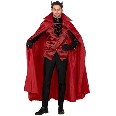W WIDMANN MILANO Party Fashion Widmann Duivelskostuum, hemd met vest en jabot met medaillon, cape, handschoenen, Halloween, carnaval, themafeest W WIDMANN MILANO Party Fashion Widmann Duivelskostuum, hemd met vest en jabot met medaillon, cape, handschoenen, Halloween, carnaval, themafeest
