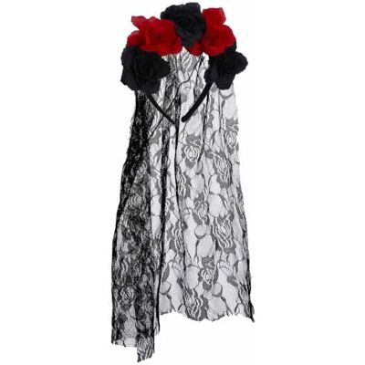 deguisetoi DEGUISE TOI Bloemenhaarband met kanten sluier voor volwassenen – haarband – eenheidsmaat – zwart – accessoires voor kostuum – kunststof en polyester – Halloween carnaval deguisetoi DEGUISE TOI Bloemenhaarband met kanten sluier voor volwassenen – haarband – eenheidsmaat – zwart – accessoires voor kostuum – kunststof en polyester – Halloween carnaval