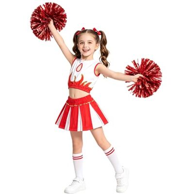 LOLANTA Cheerleaderkostuum voor meisjes, kostuum, cheerleader-uniform (rood, 13 15 jaar, etiketmaat 170) LOLANTA Cheerleaderkostuum voor meisjes, kostuum, cheerleader-uniform (rood, 13 15 jaar, etiketmaat 170)