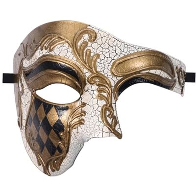 JewelryWe Venetiaans masker voor koppels, metalen masker met strass, voor mannen en vrouwen, voor Halloween, carnaval, feest, eindejaarsbal, kunststof JewelryWe Venetiaans masker voor koppels, metalen masker met strass, voor mannen en vrouwen, voor Halloween, carnaval, feest, eindejaarsbal, kunststof