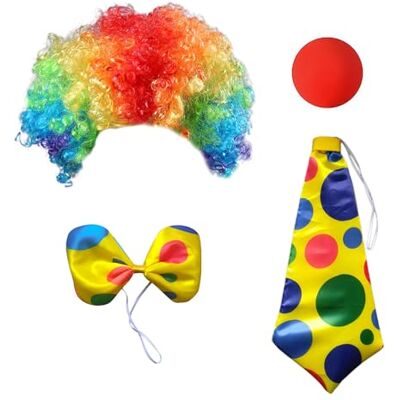 MIVAIUN 4 stuks clown pruiken clown neus clown kostuum accessoires voor Pasen kunstevenement cosplay carnaval kostuum JGA maskerkostuum accessoires (4 stuks) MIVAIUN 4 stuks clown pruiken clown neus clown kostuum accessoires voor Pasen kunstevenement cosplay carnaval kostuum JGA maskerkostuum accessoires (4 stuks)